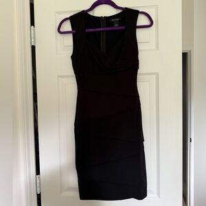White House Black Market Black v Neck fitted Dress